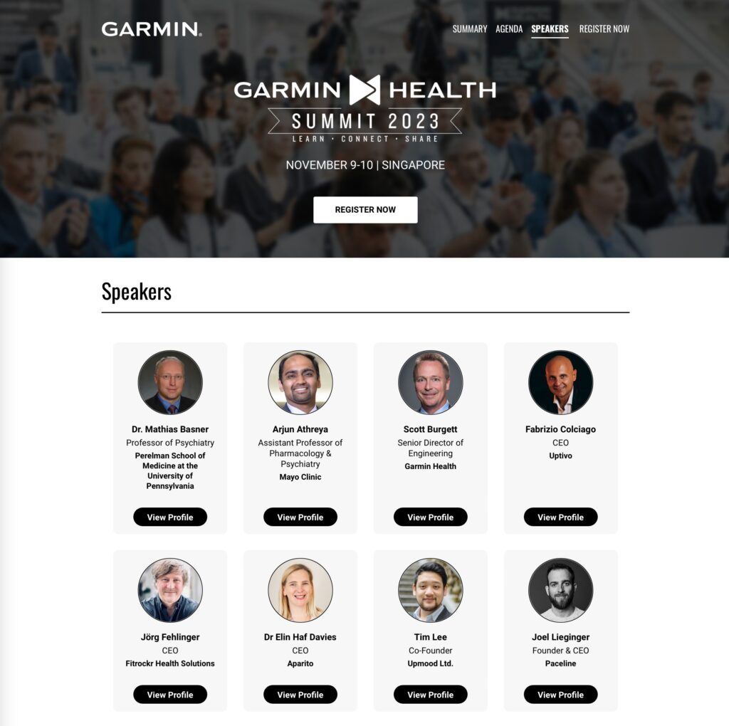 Fitrockr at Garmin Health Summit Singapore Nov 9-10, 2023.